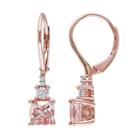 Sterling Silver Gemstone & Diamond Accent Drop Earrings, Women's, Pink