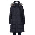 Women's Towne By London Fog Hooded Down Quilted Puffer Walker Coat, Size: Medium, Black