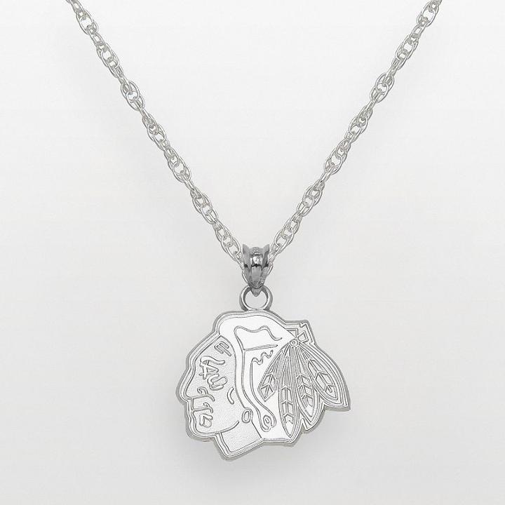 Logoart Chicago Blackhawks Sterling Silver Logo Pendant, Women's, Size: 18, Grey