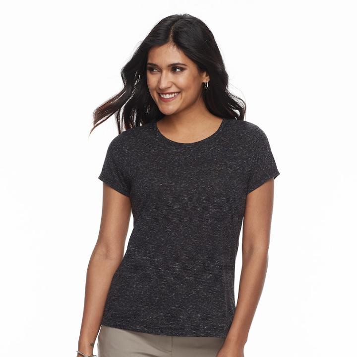 Petite Apt. 9&reg; Essential Crewneck Jersey Tee, Women's, Size: S Petite, Black
