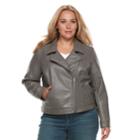 Plus Size Women's Plus Apt. 9&reg; Zipper Moto Jacket, Size: 1xl, Med Grey