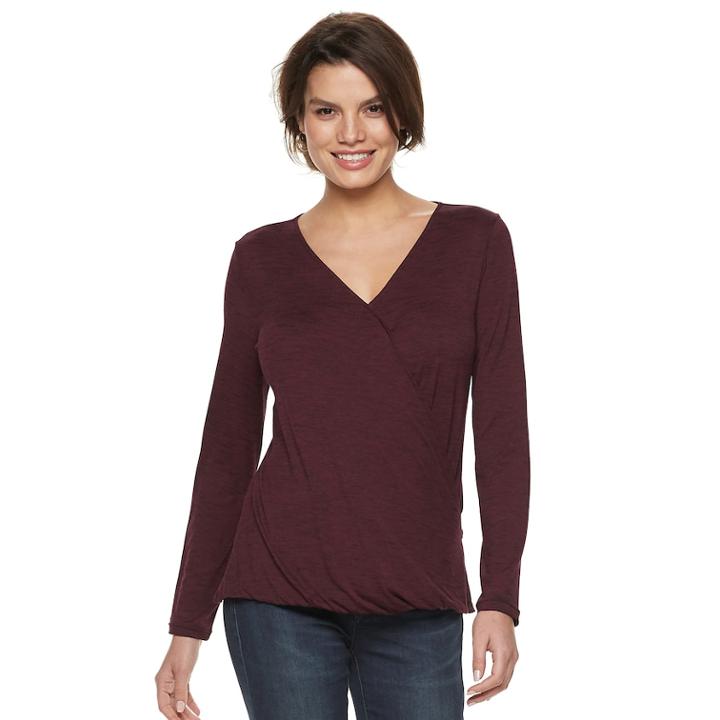 Women's Apt. 9&reg; Surplice Top, Size: Large, Dark Pink