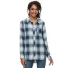 Women's Sonoma Goods For Life&trade; Everyday Plaid Shirt, Size: Large, Dark Blue