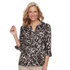 Women's Dana Buchman Zip-front Henley Top, Size: Small, Beig/green (beig/khaki)