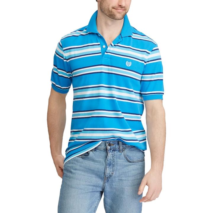 Men's Chaps Classic-fit Striped Pique Polo, Size: Small, Blue