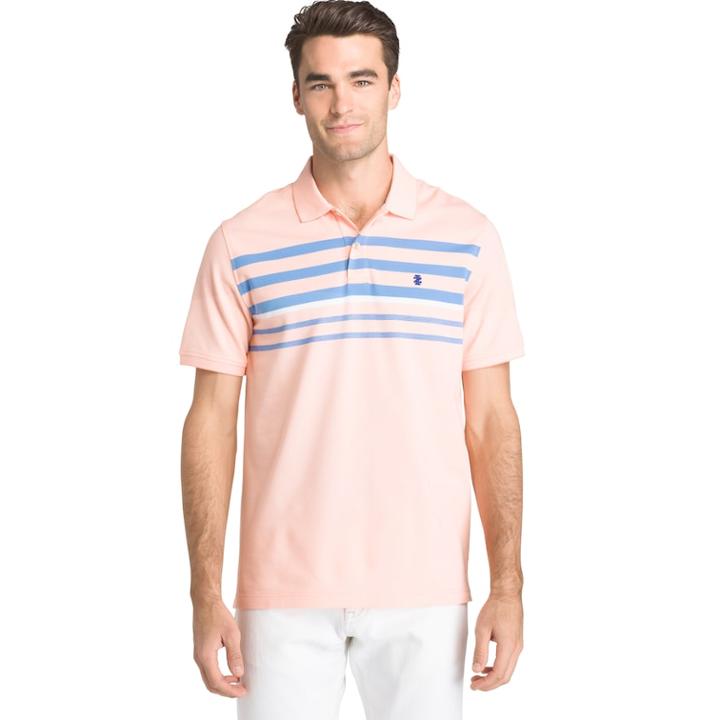 Men's Izod Sportflex Classic-fit Striped Stretch Performance Polo, Size: Large, Drk Orange