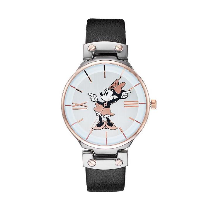 Disney's Minnie Mouse Two Tone Watch, Women's, Size: Large, Black