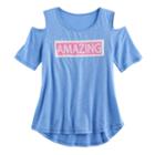 Girls 7-16 So&reg; Cold Shoulder Two-way Sequin Tee, Size: 7-8, Natural