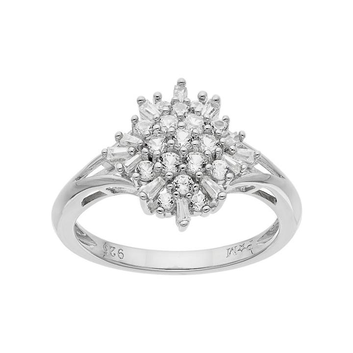 Sterling Silver Lab-created White Sapphire Cluster Ring, Women's, Size: 8