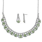 Crystal Allure Collar Necklace And Teardrop Earring Set, Women's, Size: 16.5, Green