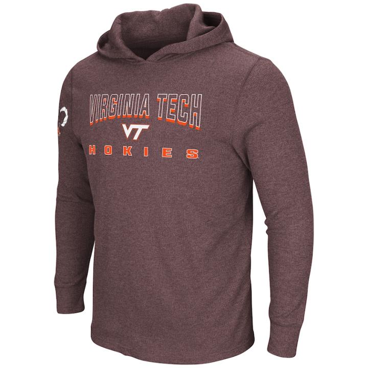 Men's Virginia Tech Hokies Thermal Hooded Tee, Size: Medium, Med Red