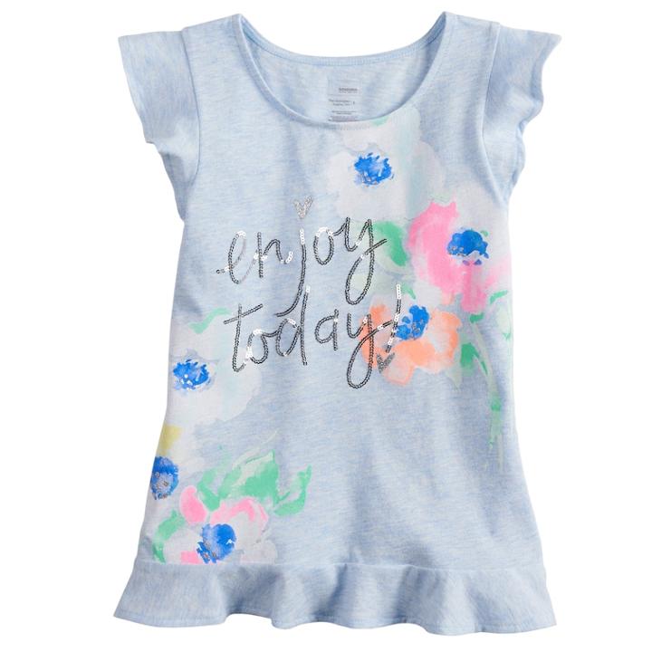 Girls 4-12 Sonoma Goods For Life&reg; Embellished Ruffled Top, Size: 6x, Light Blue