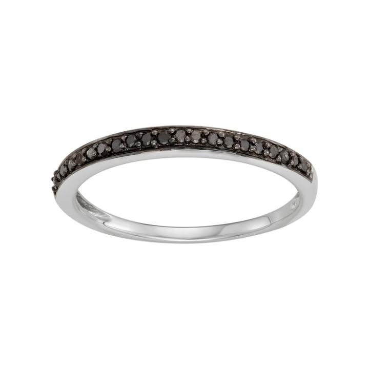 14k White Gold 1/10 Carat T.w. Black Diamond Stack Ring, Women's, Size: 7