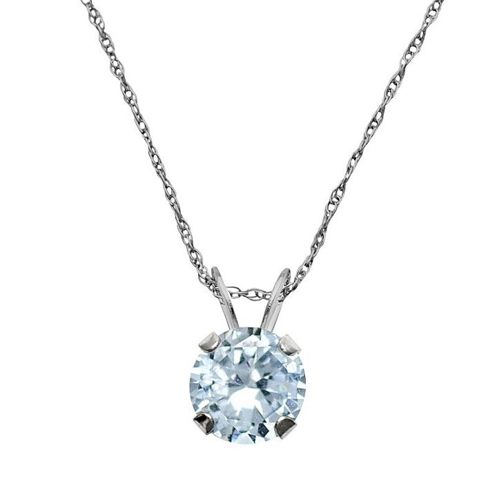 10k White Gold Lab-created Aquamarine Pendant, Women's, Size: 18, Blue