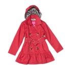 Girls 4-16 Pink Platinum Double Breasted Trench Coat, Girl's, Size: 10-12, Red