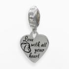 Individuality Beads Sterling Silver Love Heart Charm, Women's, Grey