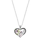 Silver Luxuries Cubic Zirconia & Marcasite Nana Heart Pendant Necklace, Women's, Size: 18, Grey