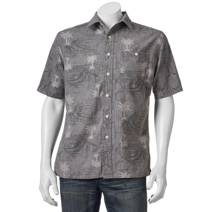 Men's Croft & Barrow&reg; Classic-fit Tropical Button-down Shirt, Size: Large, Grey