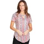 Plus Size Gloria Vanderbilt Print Keyhole Top, Women's, Size: 1xl, Red