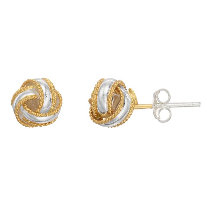 Primavera 24k Gold Over Silver Two Tone Love Knot Earrings, Women's