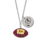 Washington Redskins Crystal Sterling Silver Team Logo & Football Charm Necklace, Women's, Size: 18, Multicolor