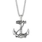 Lynx Men's Stainless Steel Anchor Pendant Necklace, Size: 22, Grey