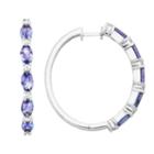 Sterling Silver Tanzanite & White Zircon Hoop Earrings, Women's, Blue