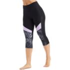 Women's Marika Ava Palm Print High-waisted Capri Leggings, Size: Xl, Black