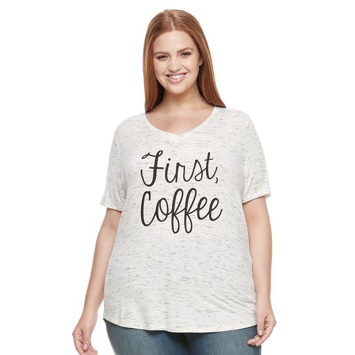 Plus Size Apt. 9&reg; Graphic V-neck Tee, Women's, Size: 3xl, Grey