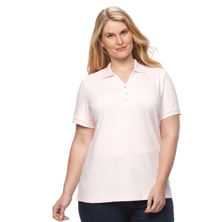 Plus Size Croft & Barrow&reg; Solid Polo, Women's, Size: 3xl, Brt Pink