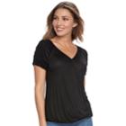 Women's Jennifer Lopez Crossover Ruched Tee, Size: Xs, Black