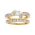 14k Gold Igl Certified 1 Carat T.w. Diamond Bypass Engagement Ring Set, Women's, Size: 8.50, Yellow