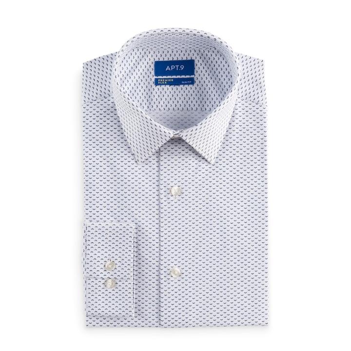 Men's Apt. 9&reg; Slim-fit Premier Flex Collar Stretch Dress Shirt, Size: 16.5-34/35, White