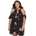 Plus Size Juniors' Plus Candie's Flutter Halter Dress, Teens, Size: 2xl, Black