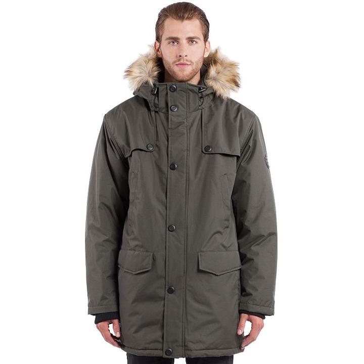 Men's Noize Mid-length Faux-fur Hooded Parka, Size: Medium, Green