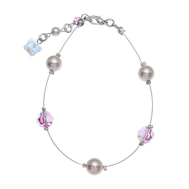 Crystal Avenue Silver-plated Simulated Pearl And Crystal Bead Bracelet - Made With Swarovski Crystals, Women's, Size: 7, Purple