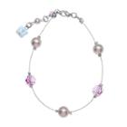 Crystal Avenue Silver-plated Simulated Pearl And Crystal Bead Bracelet - Made With Swarovski Crystals, Women's, Size: 7, Purple