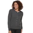Women's Croft & Barrow Essential Cardigan Sweater, Size: Medium, Dark Grey