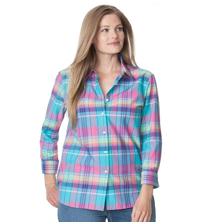 Plus Size Chaps Printed No-iron Shirt, Women's, Size: 1xl, Blue