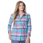 Plus Size Chaps Printed No-iron Shirt, Women's, Size: 1xl, Blue