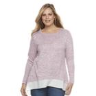Plus Size Croft & Barrow&reg; Striped Mock-layer Sweater, Women's, Size: 3xl, Green Oth