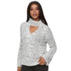 Women's Jennifer Lopez Cutout Cable-knit Turtleneck Sweater, Size: Large, Natural