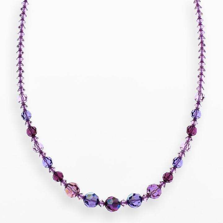Crystal Avenue Silver-plated Crystal Graduated Necklace - Made With Swarovski Crystals, Women's, Size: 17, Purple