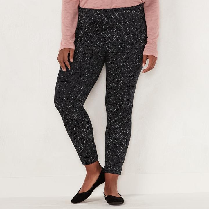 Plus Size Lc Lauren Conrad Printed Leggings, Women's, Size: 2 - Regular, Black