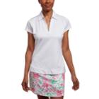 Women's Pebble Beach Printed Accent Short Sleeve Golf Polo, Size: Xl, White