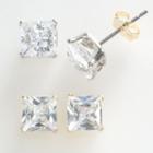 Renaissance Collection Two Tone 3-ct. T.w. Princess Earring Set - Made With Swarovski Zirconia, Women's, White