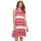 Women's Croft & Barrow&reg; Striped Lace-up Dress, Size: Small, Med Red