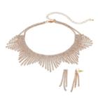 Crystal Avenue Fringe Choker Necklace & Linear Earring Set, Women's, Size: 11.5, Yellow