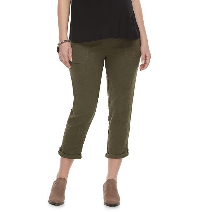 Maternity A:glow Belly Panel Textured Capris, Women's, Size: 18-mat, Green