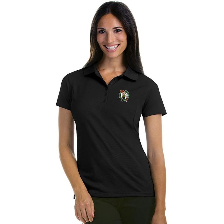 Women's Antigua Boston Celtics Pique Xtra-lite Polo, Size: Medium, Black